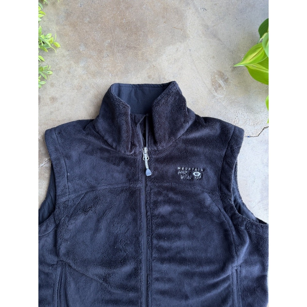 Mountain Hardwear Black Soft Fleece Full Zip Vest Granola Girl Cabincore Medium - Picture 3 of 8